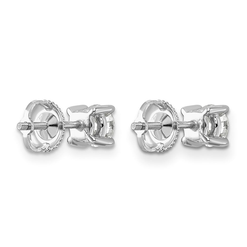 LGWE 14k White Gold 1 carat Lab Grown Diamond VS+ F+ Round Complete Four Prong Screwback Heavyweight Stud Earrings
