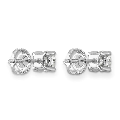 LGWE 14k White Gold 1 carat Lab Grown Diamond VS+ F+ Round Complete Four Prong Screwback Heavyweight Stud Earrings