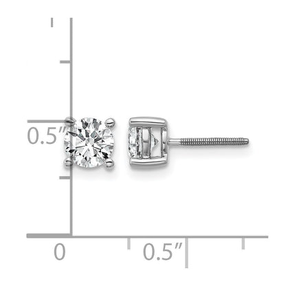 LGWE 14k White Gold 1 carat Lab Grown Diamond VS+ F+ Round Complete Four Prong Screwback Heavyweight Stud Earrings