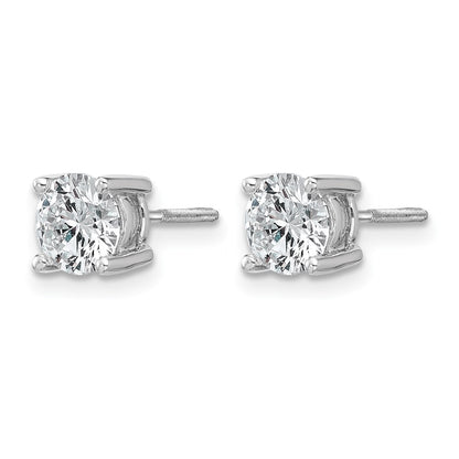 LGWE 14k White Gold 1 1/2 carat Lab Grown Diamond VS+ F+ Round Complete Four Prong Screwback Heavyweight Stud Earrings