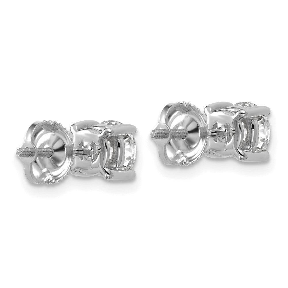 LGWE 14k White Gold 1 1/2 carat Lab Grown Diamond VS+ F+ Round Complete Four Prong Screwback Heavyweight Stud Earrings