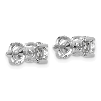 LGWE 14k White Gold 1 1/2 carat Lab Grown Diamond VS+ F+ Round Complete Four Prong Screwback Heavyweight Stud Earrings
