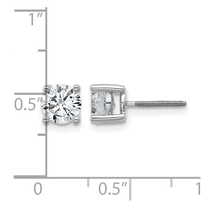 LGWE 14k White Gold 1 1/2 carat Lab Grown Diamond VS+ F+ Round Complete Four Prong Screwback Heavyweight Stud Earrings