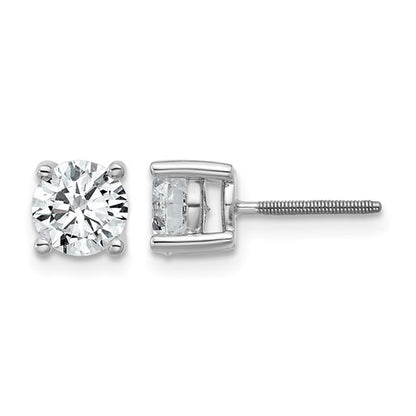 LGWE 14k White Gold 1 1/2 carat Lab Grown Diamond VS+ F+ Round Complete Four Prong Screwback Heavyweight Stud Earrings