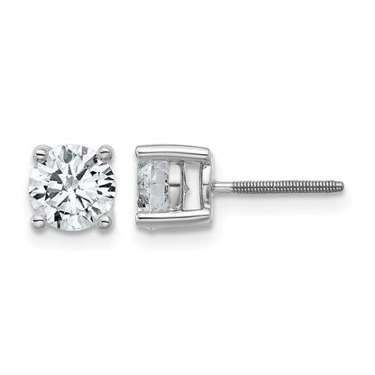 LGWE 14k White Gold 1 1/2 carat Lab Grown Diamond VS+ F+ Round Complete Four Prong Screwback Heavyweight Stud Earrings