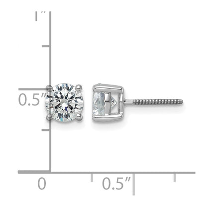 LGWE 14k White Gold 2 carat Lab Grown Diamond VS+ F+ Round Complete Four Prong Screwback Heavyweight Stud Earrings