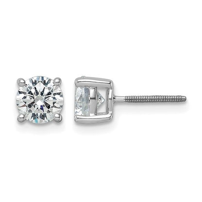 LGWE 14k White Gold 2 carat Lab Grown Diamond VS+ F+ Round Complete Four Prong Screwback Heavyweight Stud Earrings