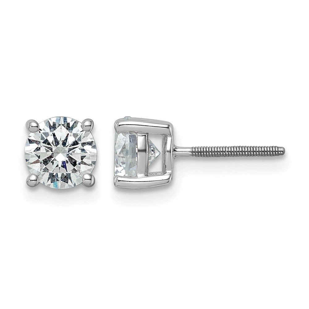 LGWE 14k White Gold 2 carat Lab Grown Diamond VS+ F+ Round Complete Four Prong Screwback Heavyweight Stud Earrings
