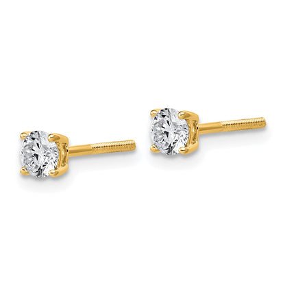 LGYE 14k 1/2 carat Lab Grown Diamond VS/SI+ G+ Round Complete Four Prong Lightweight Screwback Stud Earrings