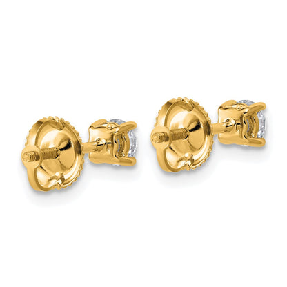 LGYE 14k 1/2 carat Lab Grown Diamond VS/SI+ G+ Round Complete Four Prong Lightweight Screwback Stud Earrings