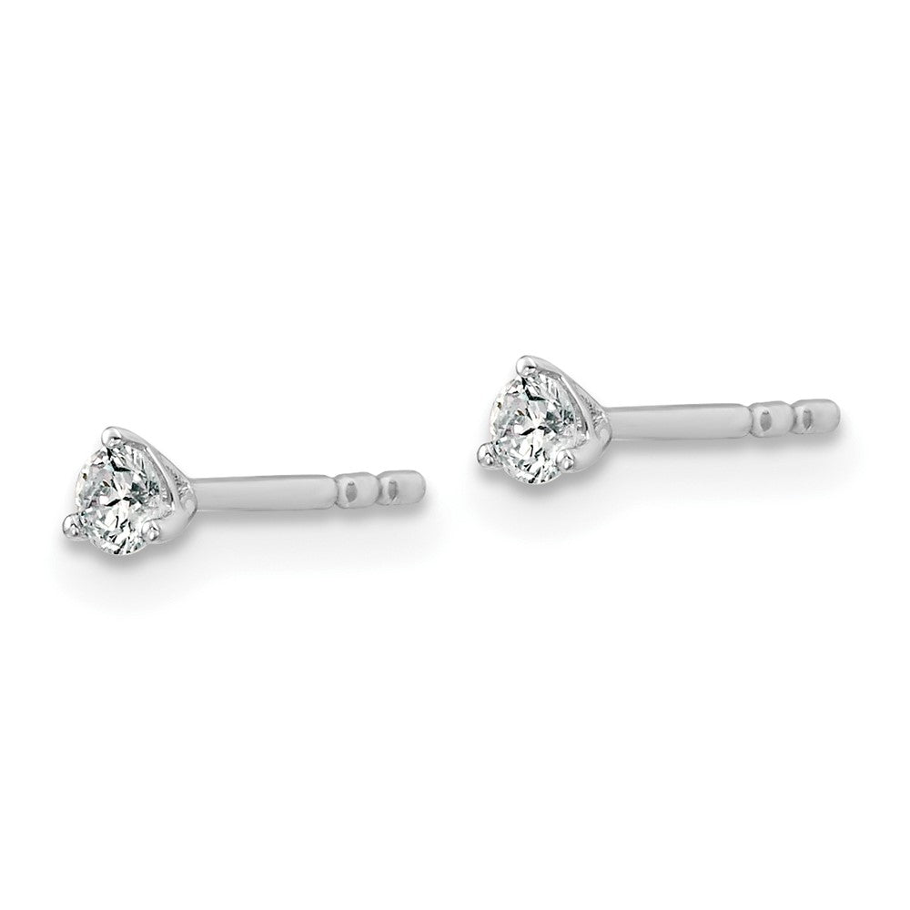 LGWE 14k White Gold 1/6 carat Lab Grown Diamond VS+ F+ Round Complete Three Prong Stud Earrings
