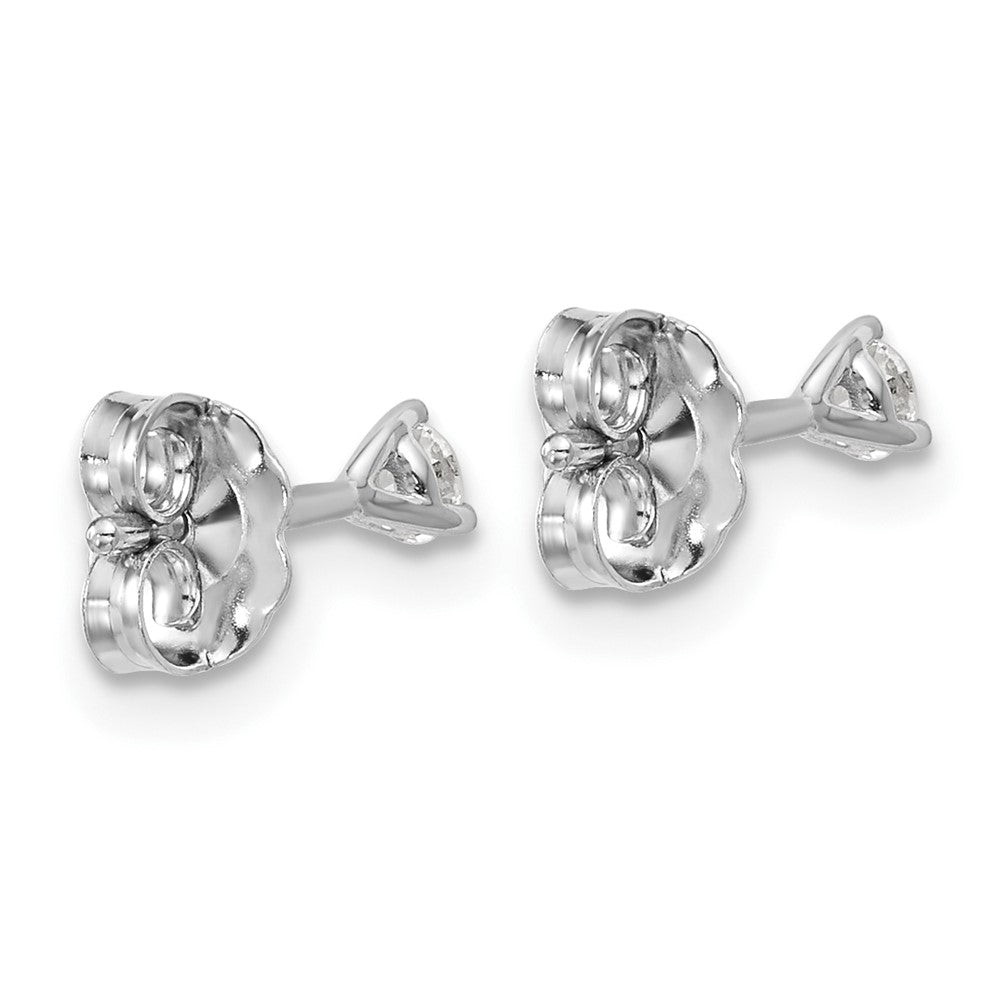 LGWE 14k White Gold 1/6 carat Lab Grown Diamond VS+ F+ Round Complete Three Prong Stud Earrings
