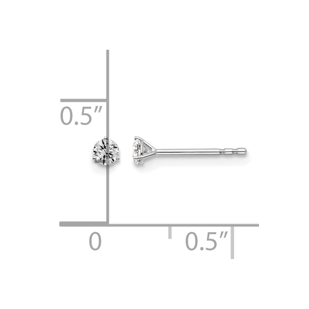 LGWE 14k White Gold 1/6 carat Lab Grown Diamond VS+ F+ Round Complete Three Prong Stud Earrings