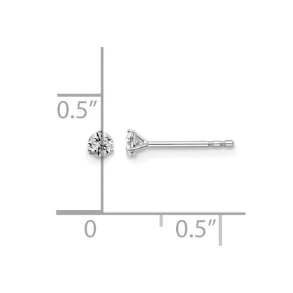 LGWE 14k White Gold 1/6 carat Lab Grown Diamond VS+ F+ Round Complete Three Prong Stud Earrings