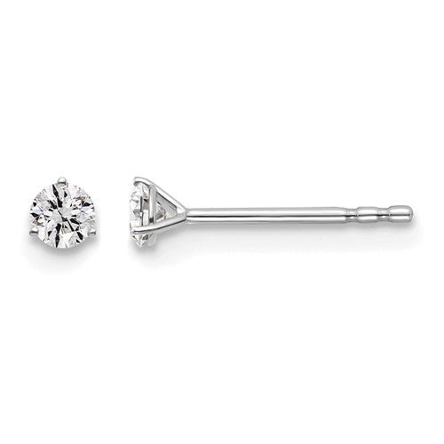 LGWE 14k White Gold 1/6 carat Lab Grown Diamond VS+ F+ Round Complete Three Prong Stud Earrings