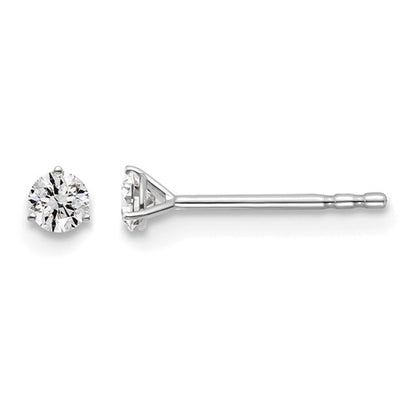 LGWE 14k White Gold 1/6 carat Lab Grown Diamond VS+ F+ Round Complete Three Prong Stud Earrings