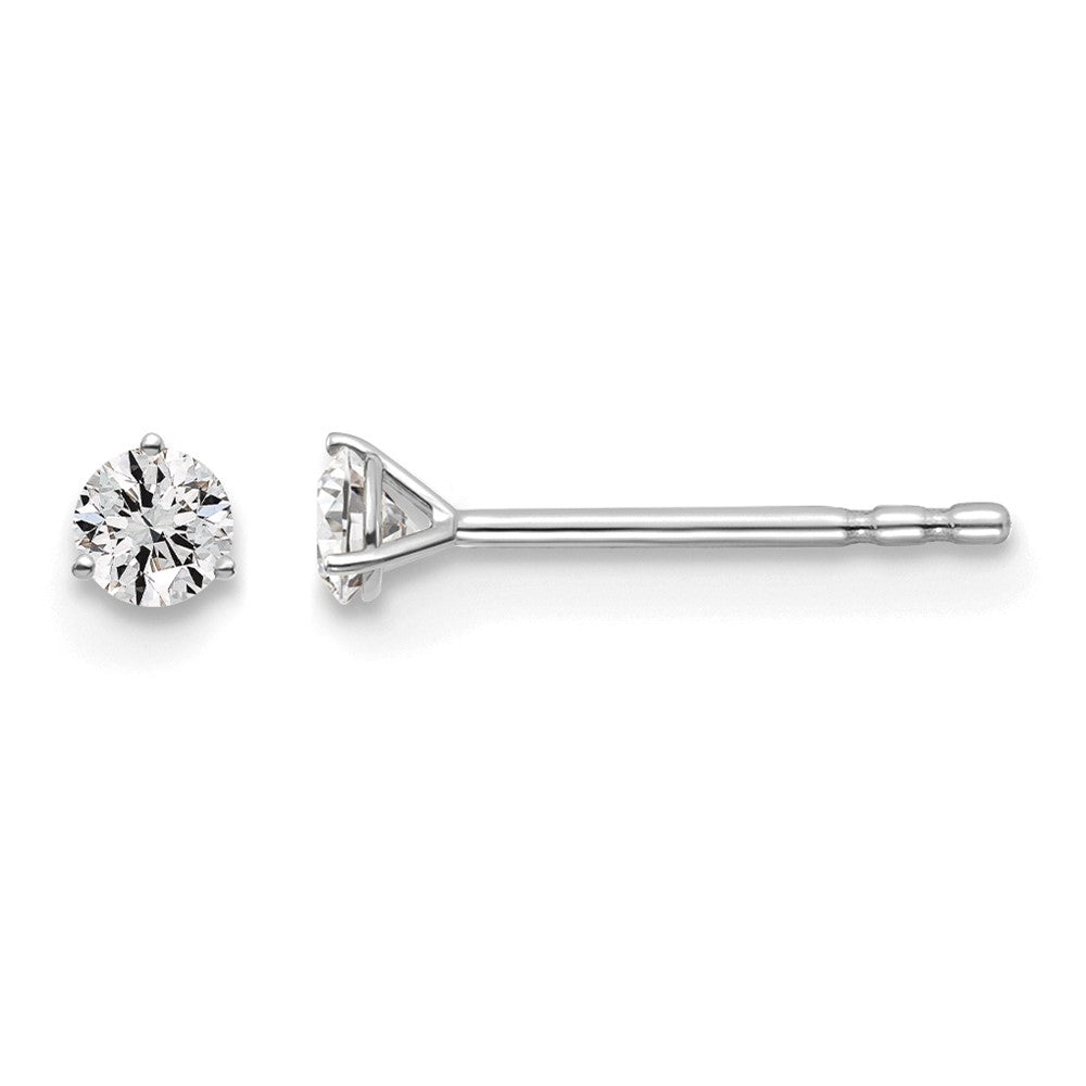 LGWE 14k White Gold 1/6 carat Lab Grown Diamond VS+ F+ Round Complete Three Prong Stud Earrings