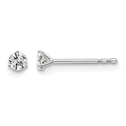 LGWE 14k White Gold 1/6 carat Lab Grown Diamond VS+ F+ Round Complete Three Prong Stud Earrings