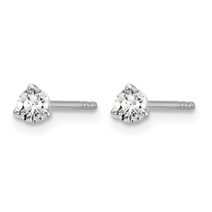 LGWE 14k White Gold 1/5 carat Lab Grown Diamond VS+ F+ Round Complete Three Prong Stud Earrings