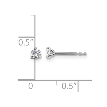 LGWE 14k White Gold 1/5 carat Lab Grown Diamond VS+ F+ Round Complete Three Prong Stud Earrings