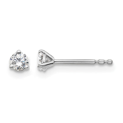 LGWE 14k White Gold 1/5 carat Lab Grown Diamond VS+ F+ Round Complete Three Prong Stud Earrings