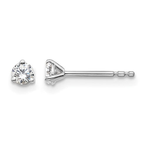 LGWE 14k White Gold 1/5 carat Lab Grown Diamond VS+ F+ Round Complete Three Prong Stud Earrings