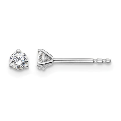 LGWE 14k White Gold 1/5 carat Lab Grown Diamond VS+ F+ Round Complete Three Prong Stud Earrings