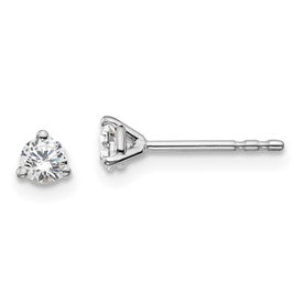 LGWE Platinum 1/4 carat Lab Grown Diamond VS+ F+ Round Complete Three Prong Stud Earrings