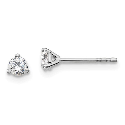 LGWE Platinum 1/4 carat Lab Grown Diamond VS+ F+ Round Complete Three Prong Stud Earrings
