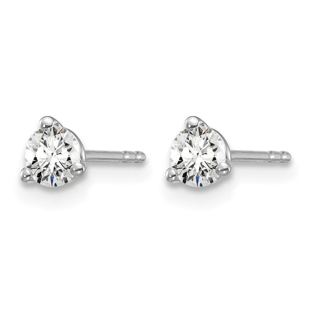 LGWE 14k White Gold 1/3 carat Lab Grown Diamond VS+ F+ Round Complete Three Prong Stud Earrings