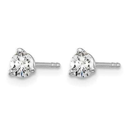 LGWE 14k White Gold 1/3 carat Lab Grown Diamond VS+ F+ Round Complete Three Prong Stud Earrings