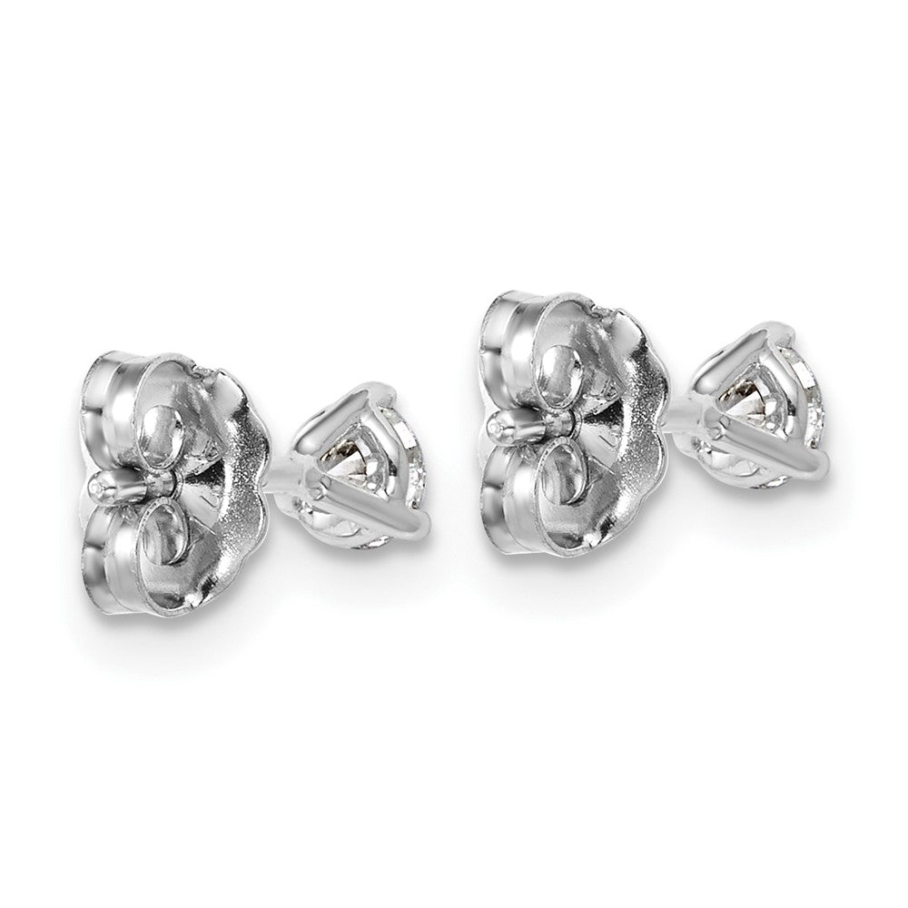 LGWE 14k White Gold 1/3 carat Lab Grown Diamond VS+ F+ Round Complete Three Prong Stud Earrings
