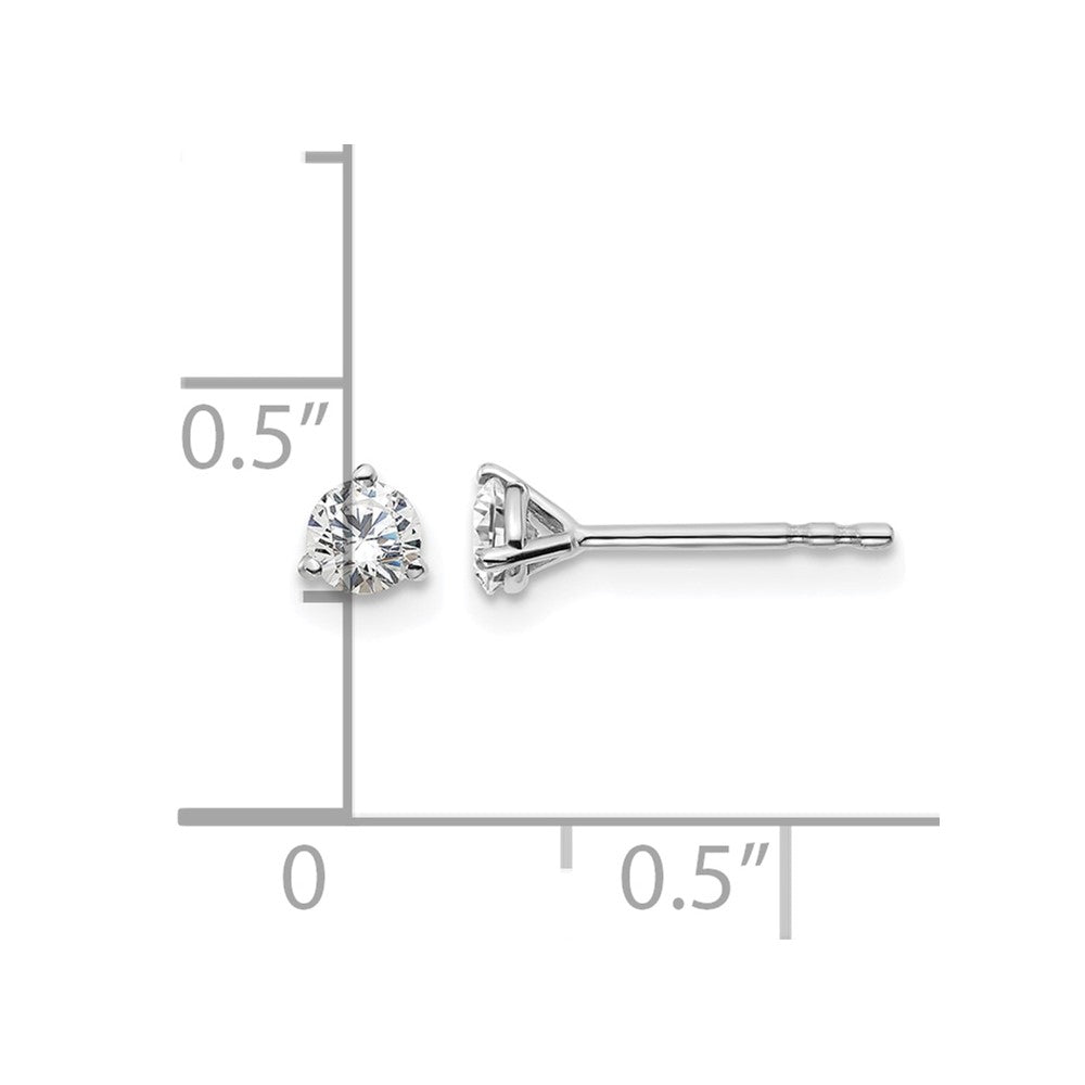 LGWE 14k White Gold 1/3 carat Lab Grown Diamond VS+ F+ Round Complete Three Prong Stud Earrings