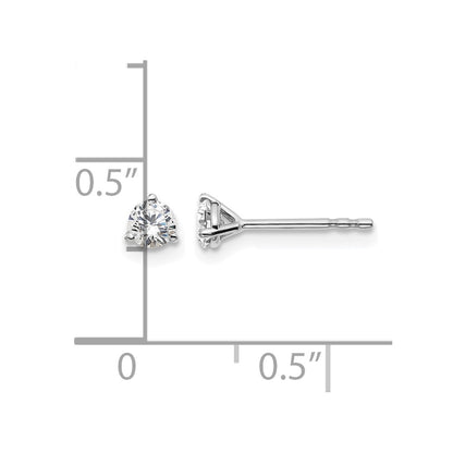 LGWE 14k White Gold 1/3 carat Lab Grown Diamond VS+ F+ Round Complete Three Prong Stud Earrings