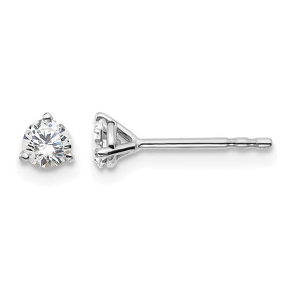 LGWE 14k White Gold 1/3 carat Lab Grown Diamond VS+ F+ Round Complete Three Prong Stud Earrings