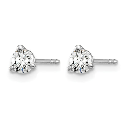 LGWE 14k White Gold 3/8 carat Lab Grown Diamond VS+ F+ Round Complete Three Prong Stud Earrings