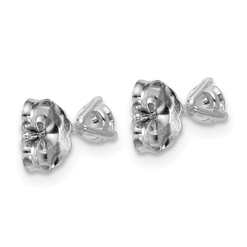 LGWE 14k White Gold 3/8 carat Lab Grown Diamond VS+ F+ Round Complete Three Prong Stud Earrings