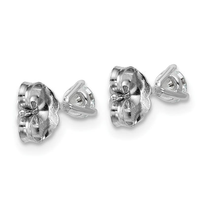 LGWE 14k White Gold 3/8 carat Lab Grown Diamond VS+ F+ Round Complete Three Prong Stud Earrings