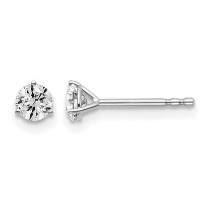 LGWE 14k White Gold 3/8 carat Lab Grown Diamond VS+ F+ Round Complete Three Prong Stud Earrings