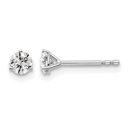 LGWE 14k White Gold 3/8 carat Lab Grown Diamond VS+ F+ Round Complete Three Prong Stud Earrings