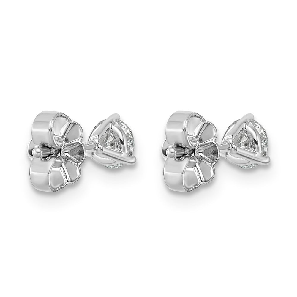 14k White Gold 1/2 carat Lab Grown Diamond VS+ F+ Round Complete Three Prong Stud Earrings