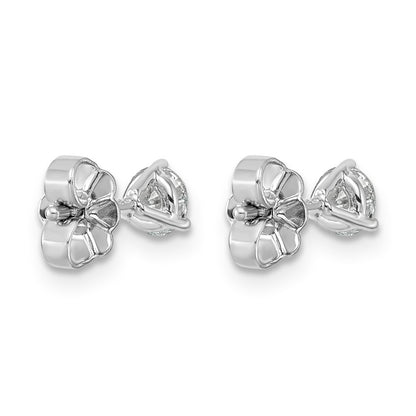 14k White Gold 1/2 carat Lab Grown Diamond VS+ F+ Round Complete Three Prong Stud Earrings