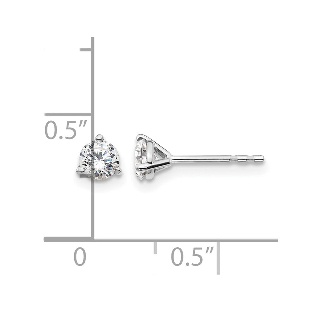 14k White Gold 1/2 carat Lab Grown Diamond VS+ F+ Round Complete Three Prong Stud Earrings