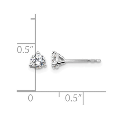 14k White Gold 1/2 carat Lab Grown Diamond VS+ F+ Round Complete Three Prong Stud Earrings