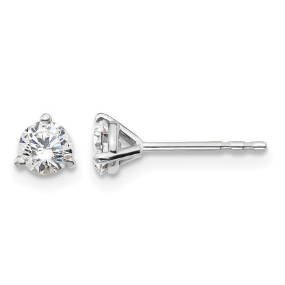 14k White Gold 1/2 carat Lab Grown Diamond VS+ F+ Round Complete Three Prong Stud Earrings