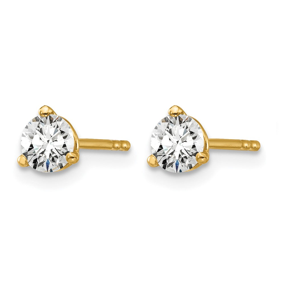 14k 1/2 carat Lab Grown Diamond VS+ F+ Round Complete Three Prong Stud Earrings