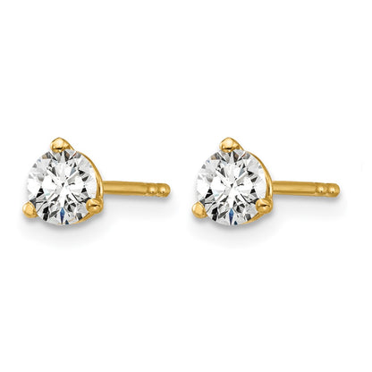 14k 1/2 carat Lab Grown Diamond VS+ F+ Round Complete Three Prong Stud Earrings