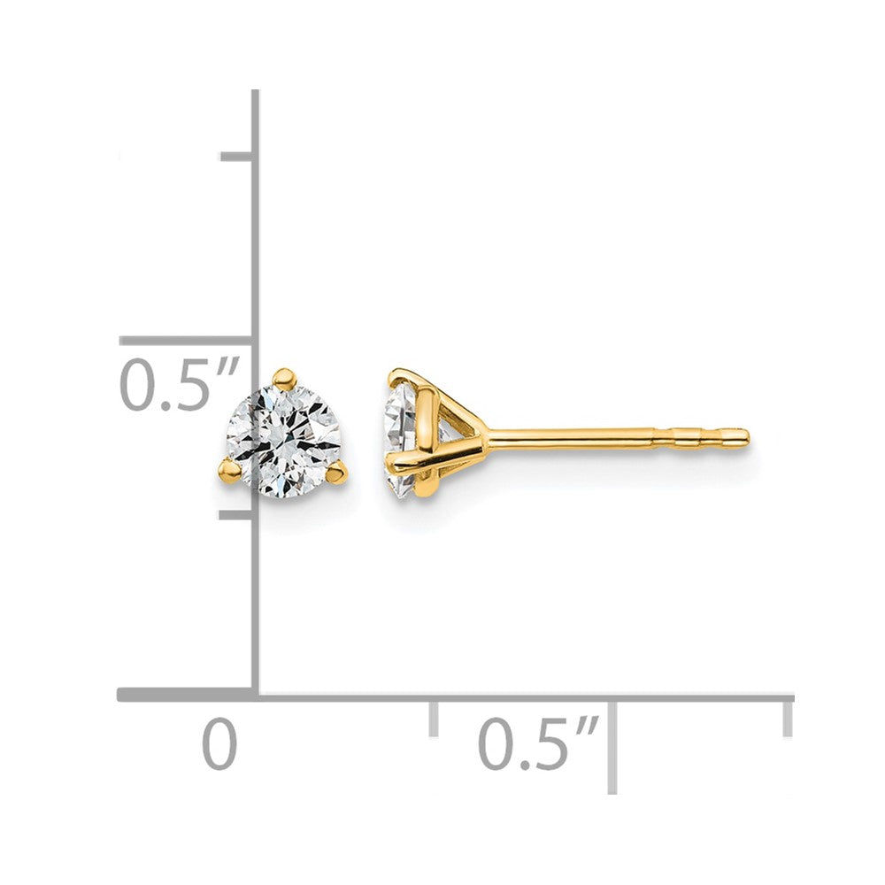 LGYE 14k 1/2 carat Lab Grown Diamond VS/SI+ G+ Round Complete Three Prong Stud Earrings