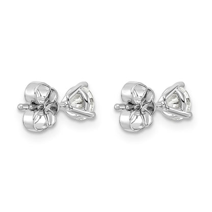 14k White Gold 3/4 carat Lab Grown Diamond VS+ F+ Round Complete Three Prong Stud Earrings