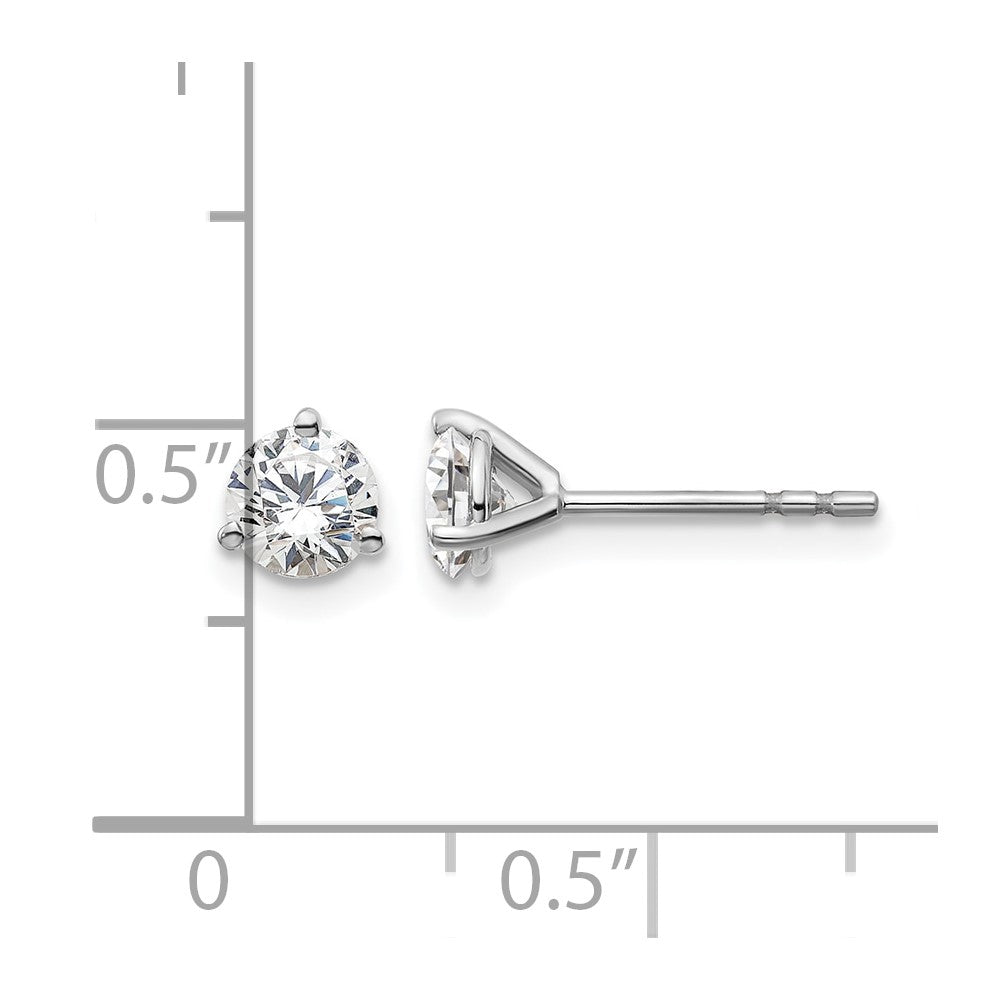 14k White Gold 3/4 carat Lab Grown Diamond VS+ F+ Round Complete Three Prong Stud Earrings